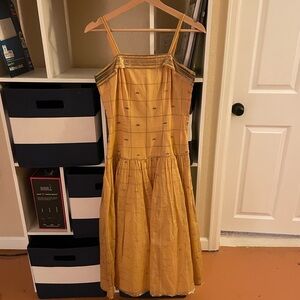 1950s Original Vintage Sunlit Yellow Strapless Midi Dress